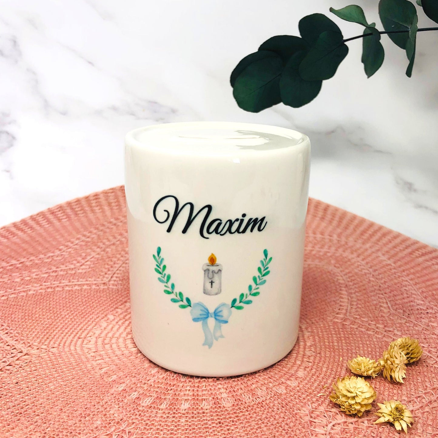 Spardose mit Name - personalisiert - Kommunion Geschenk - 4 schöne Motive