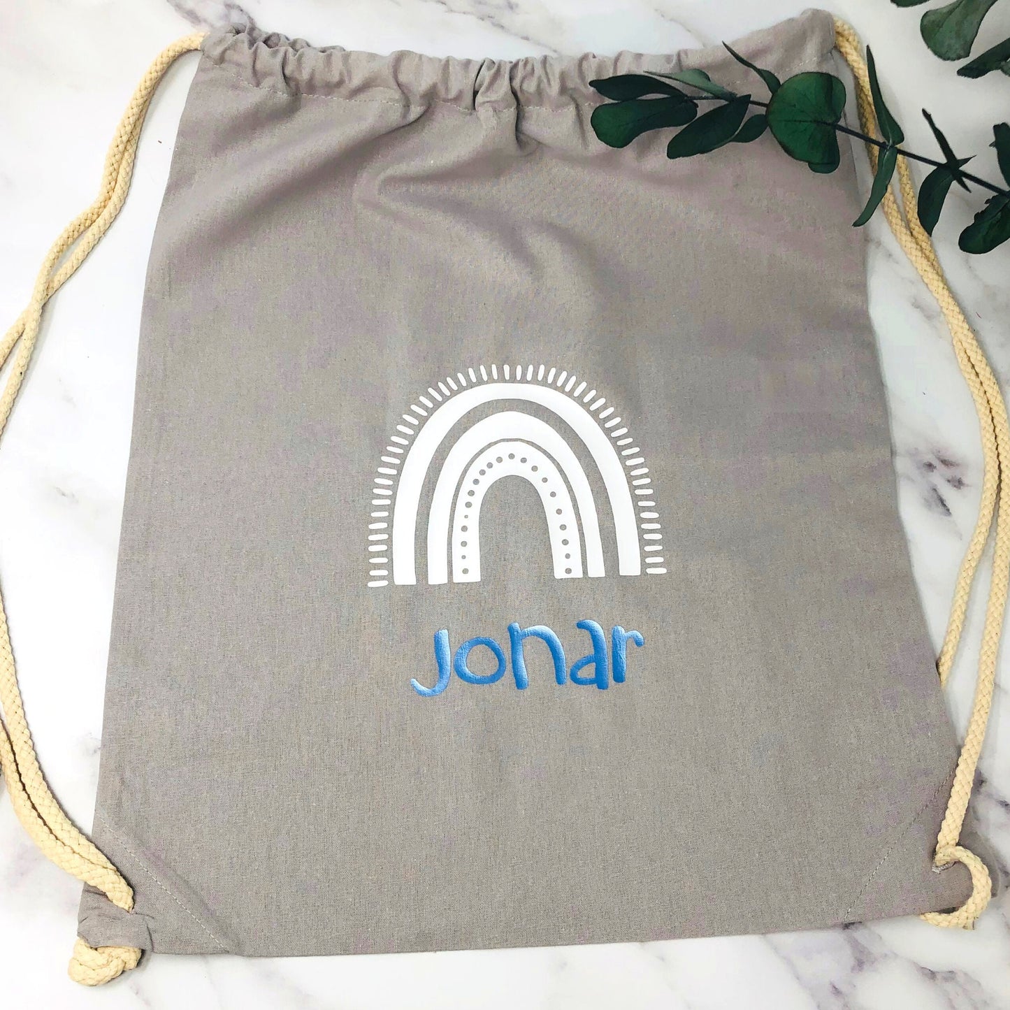 Turnbeutel Kita Kindergarten Stofftasche mit Name personalisiert Regenbogen