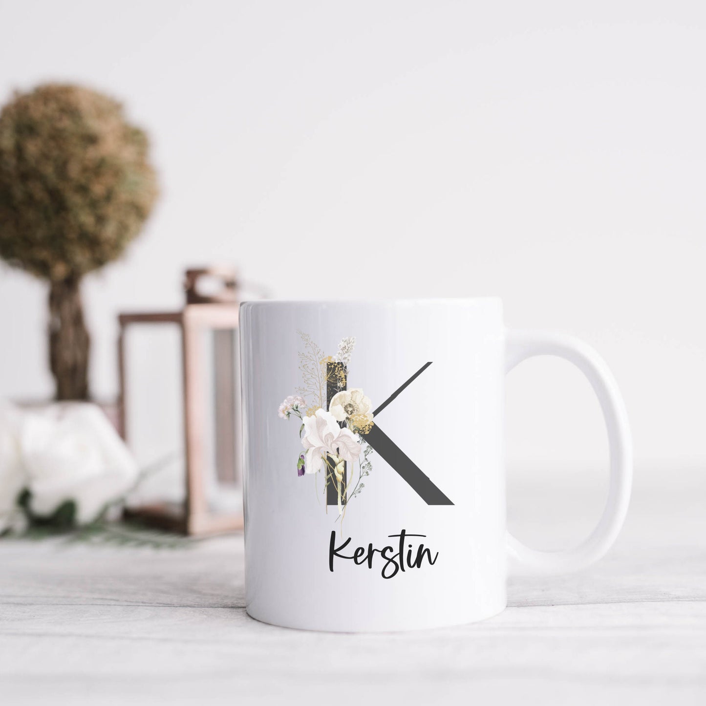 Geschenk Hebamme, Kaffeebecher Wildblumen - beidseitig bedruckt - personalisiert - Dankeschön, Geburtstag Geburt beste Hebamme Wild Flowers