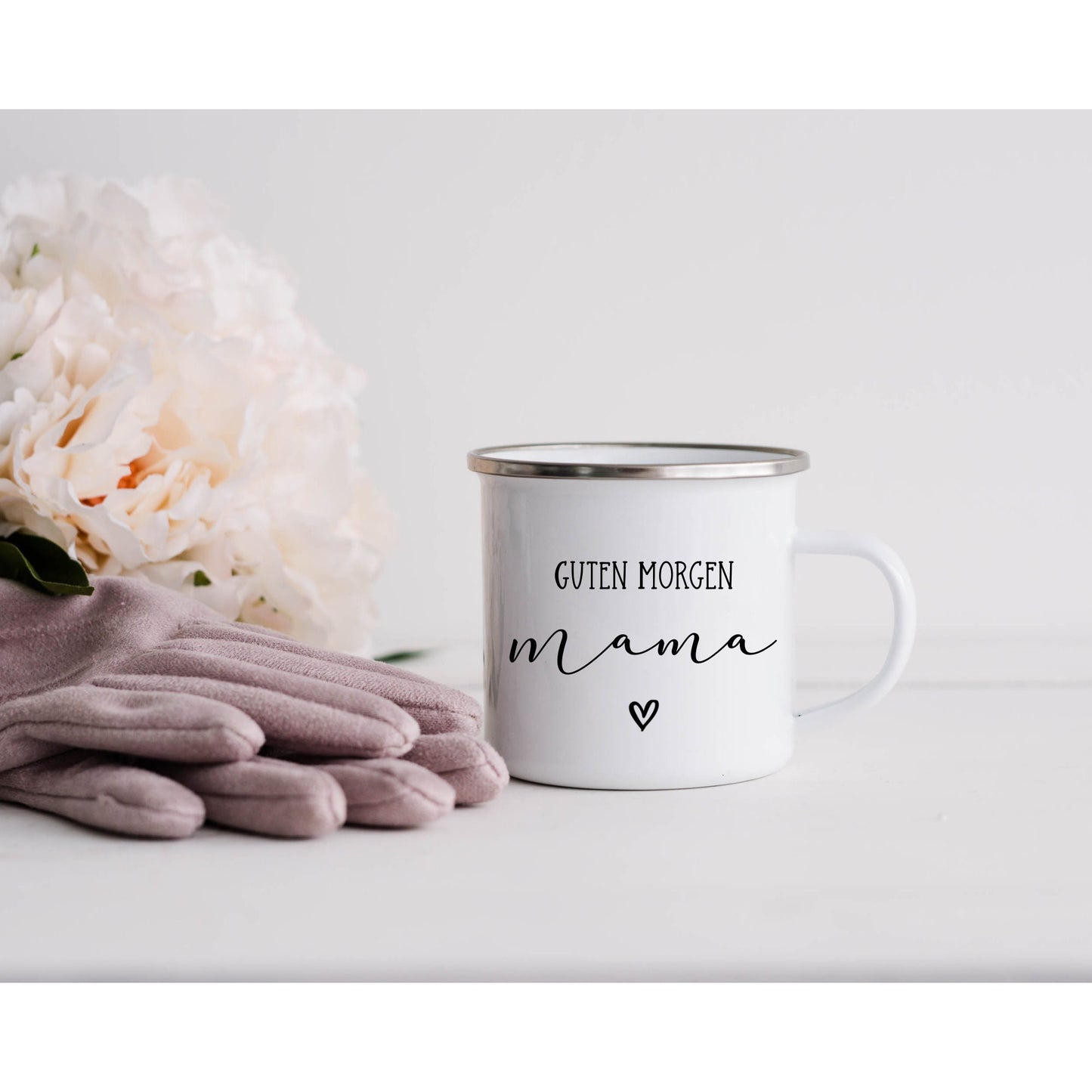 Geschenk Mama Muttertag Geburt - Tasse Emailletasse Becher Guten Morgen Mama