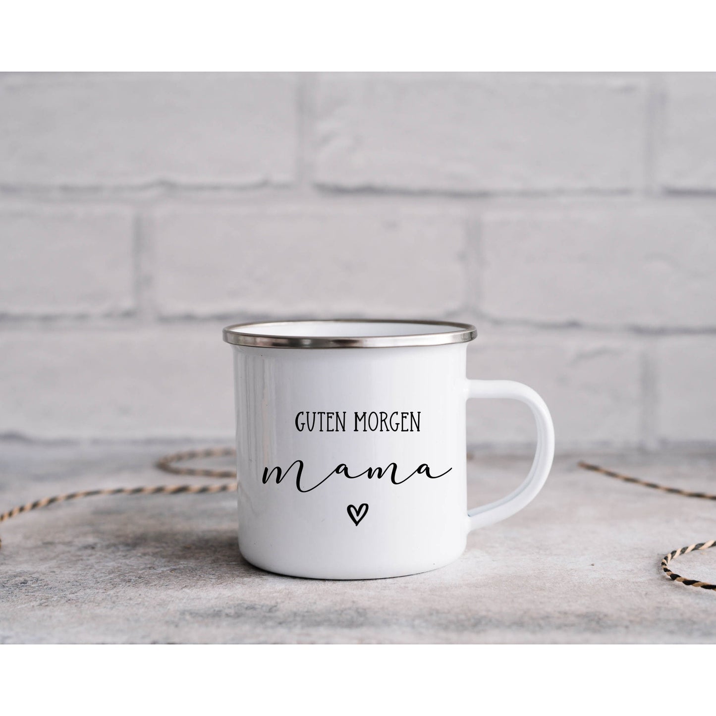 Geschenk Mama Muttertag Geburt - Tasse Emailletasse Becher Guten Morgen Mama