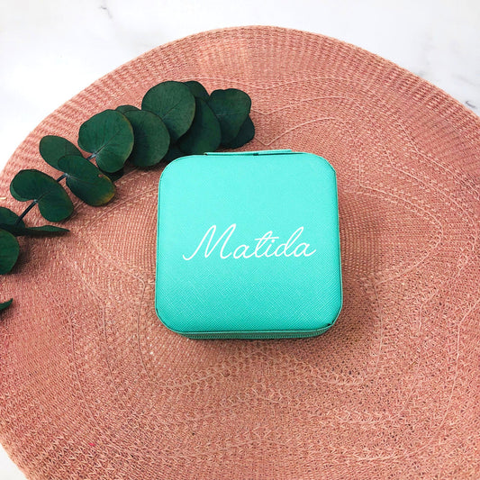 Schmuckaufbewahrung Etui Mädchen - personalisiert mit Namen - Geschenk Kommunion Einschulung Geburtstag - MINT