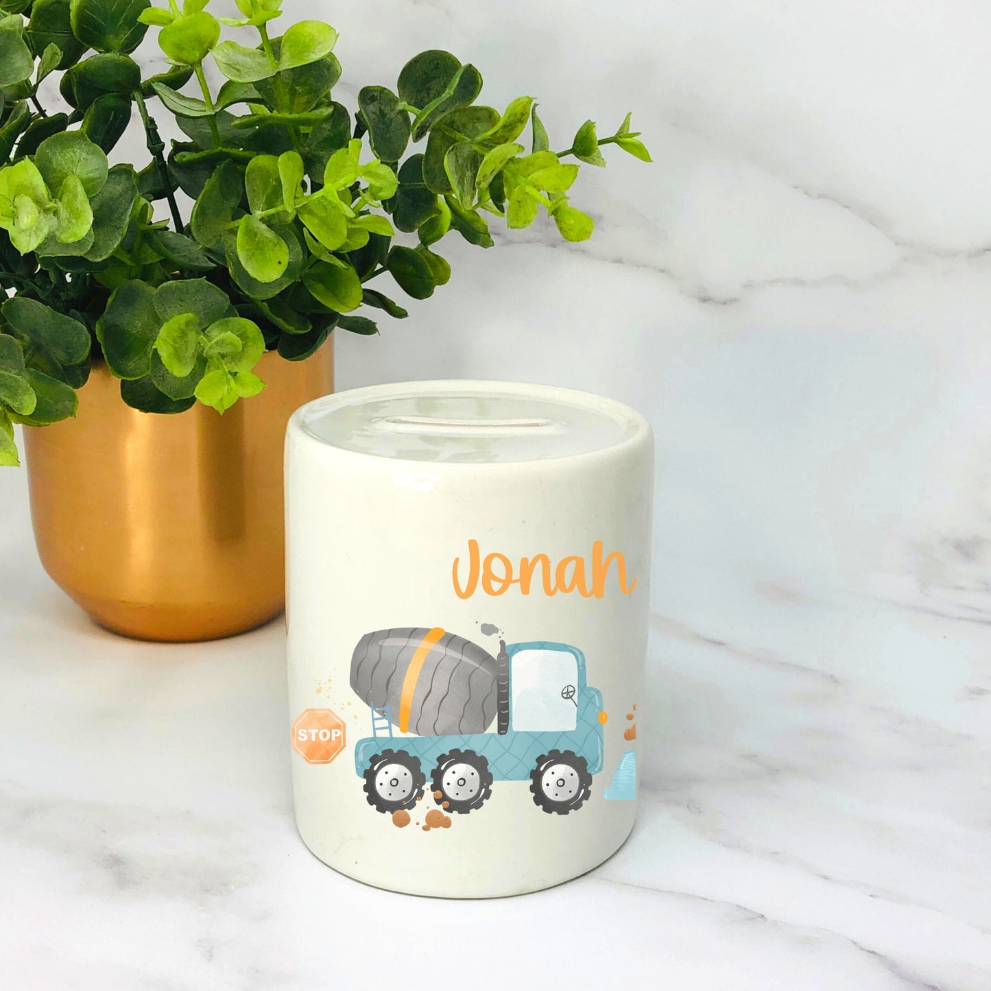 Keramik Spardose mit Baustellenmotiven – Spaß beim Sparen für kleine Bauarbeiter!