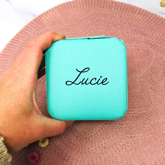 Schmuckaufbewahrung Etui Mädchen - personalisiert mit Namen - Geschenk Kommunion Einschulung Geburtstag - MINT