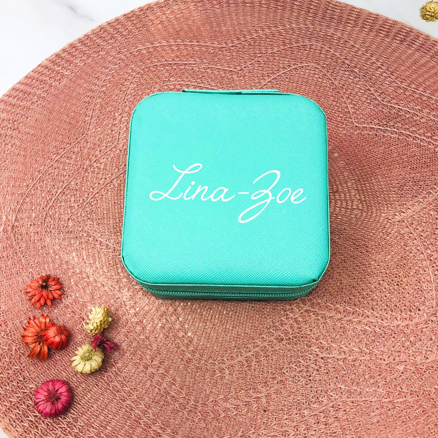 Schmuckaufbewahrung Etui Mädchen - personalisiert mit Namen - Geschenk Kommunion Einschulung Geburtstag - MINT