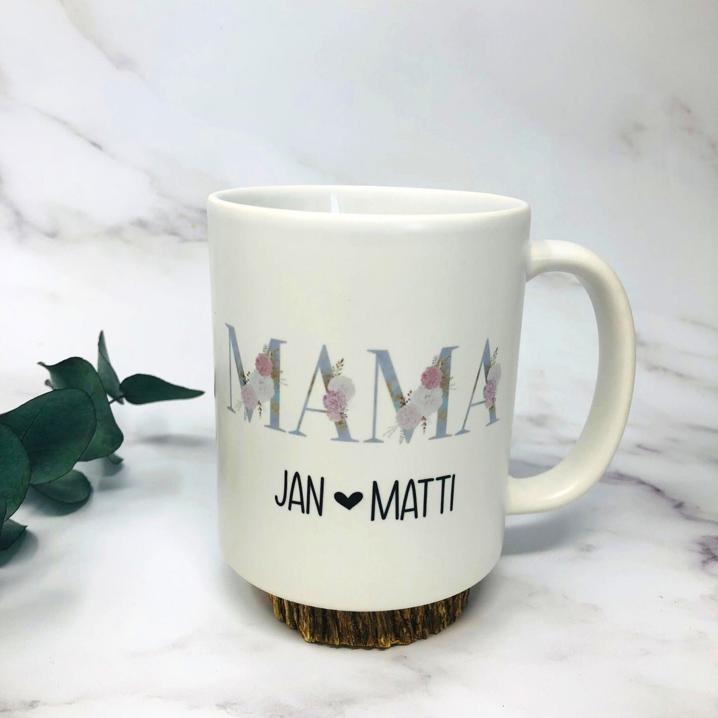 Tasse Kaffeebecher MAMA - beidseitig bedruckt - personalisiert - Geschenk Muttertag Geburtstag Geburt Danke Blumen
