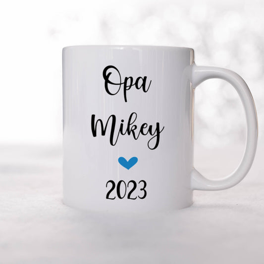 Tasse Opa 2025 2026 personalisiert - Schwangerschaftsverkündung Geschenk Vater auch mit Namen
