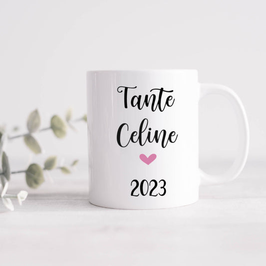Tasse Tante 2025 2026 personalisiert - Schwangerschaftsverkündung Geschenk Schwester auch mit Namen