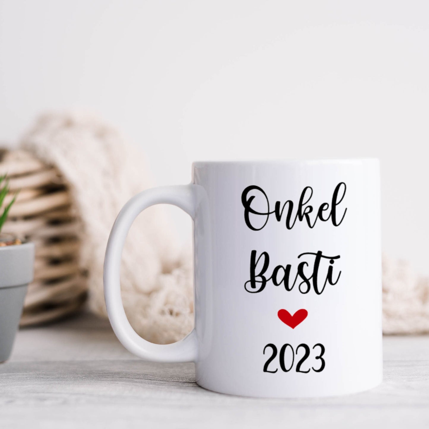 Tasse Onkel 2025 2026 personalisiert - Schwangerschaftsverkündung Geschenk Bruder auch mit Namen