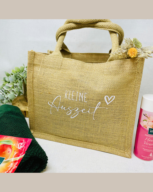 Jutetasche „Kleine Auszeit“ – perfekte Geschenkidee für Frauen, Mamas & Freundinnen
