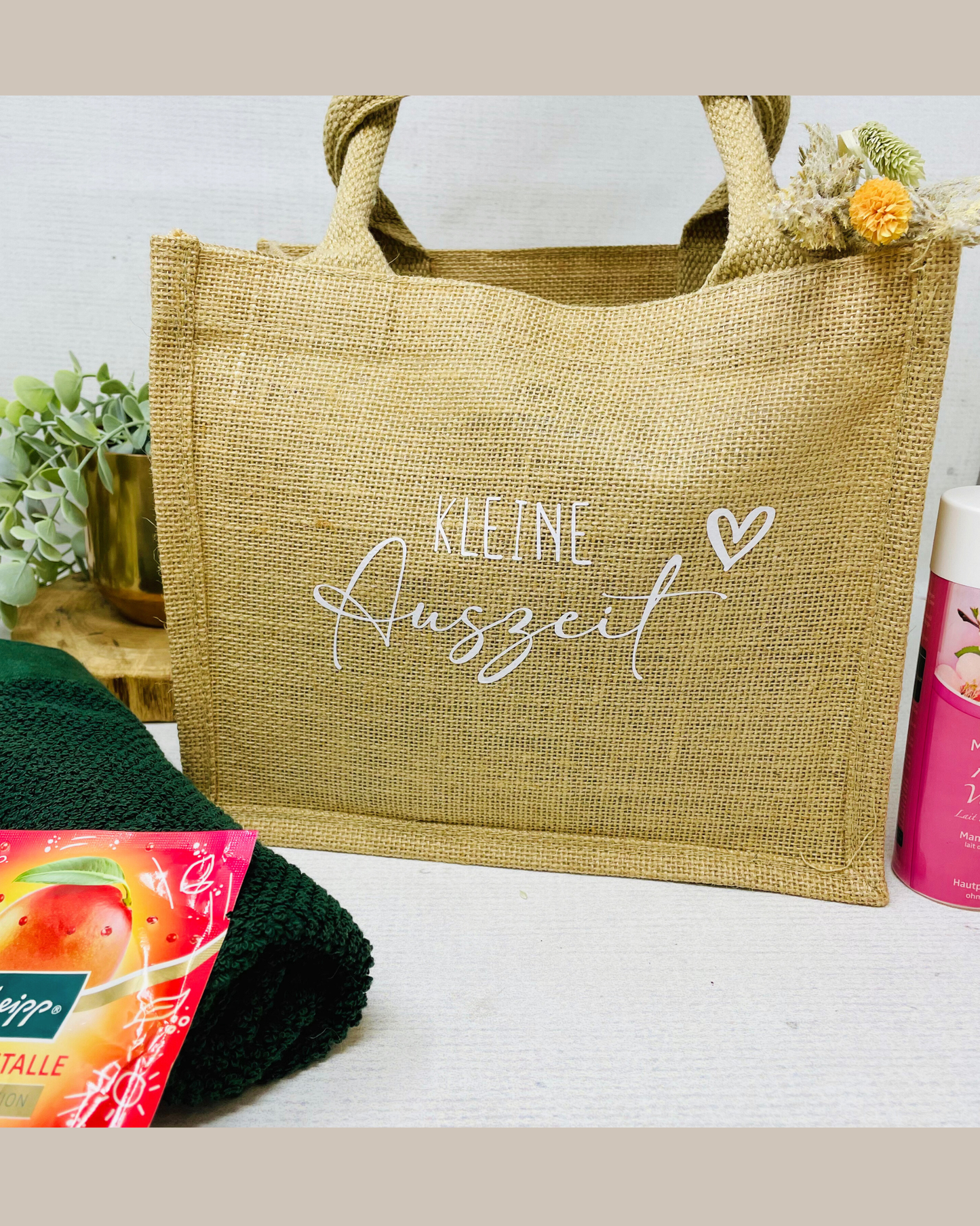 Jutetasche „Kleine Auszeit“ – perfekte Geschenkidee für Frauen, Mamas & Freundinnen
