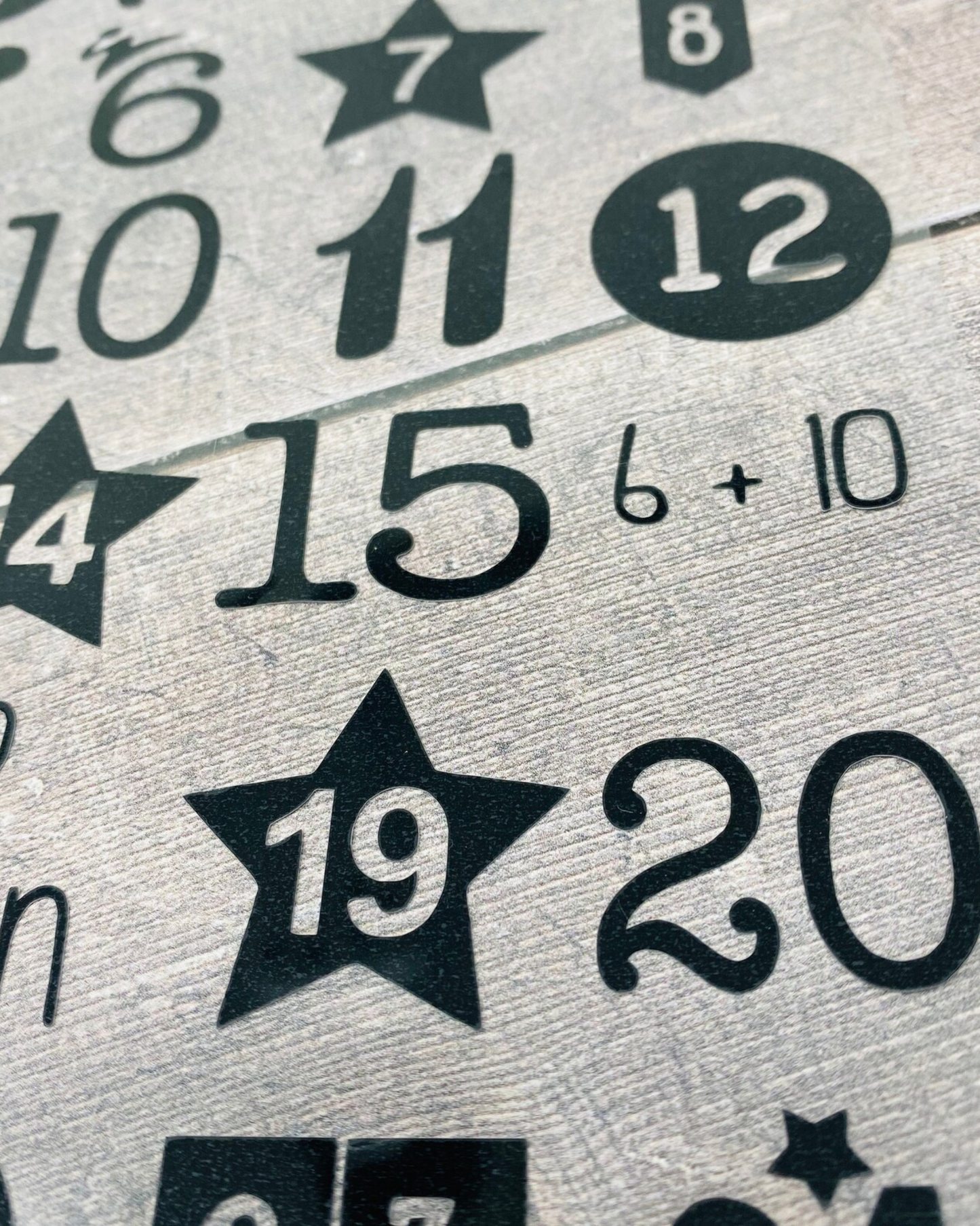 Zahlen 1–24 zum Aufbügeln für DIY Adventskalender Zahlen 1–24 zum Aufbügeln in rot gold silber schwarz, Handmade