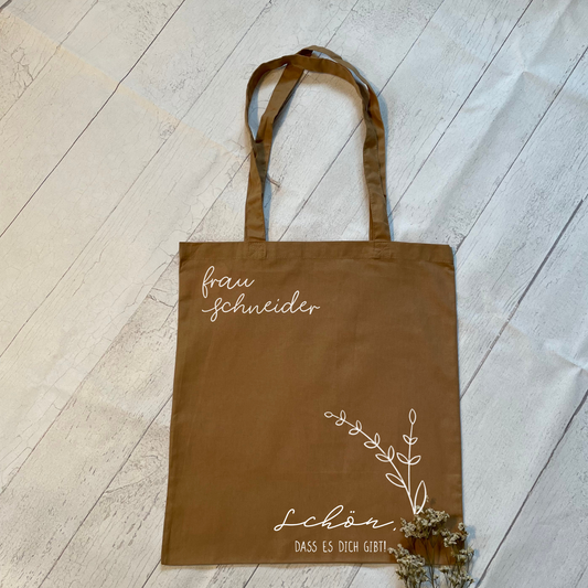 Baumwolltasche Stofftasche für die Erzieherin, Hebamme oder Lehrerin - Schön, dass es dich gibt - verschiedene Farben - personalisiert - Geschenk Abschied - Danke