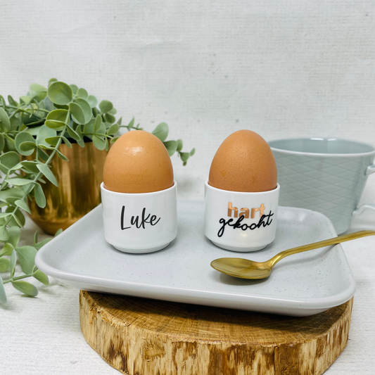 Personalisierter Eierbecher mit Name - Geschenk Ostern -Einzug - Geburtstag - Geschenkidee individuell - Design hart oder weichgekocht