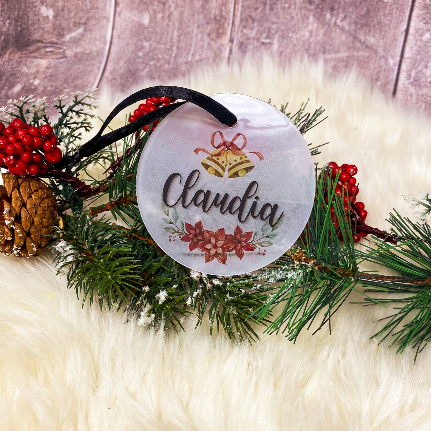 Anhänger mit Namen - Weihnachtsmotive - aus Acryl - personalisiert mit Name - auch toll als Platzkarte - Geschenk - Tannenbaum - Türkranz