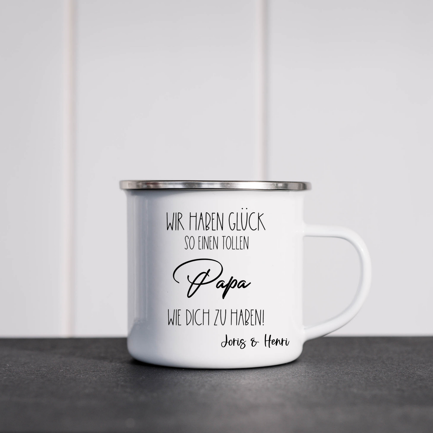 Tasse bester Papa Vatertag Geburtstag Homeoffice - Kaffeetasse Emaille Becher Papa Glück