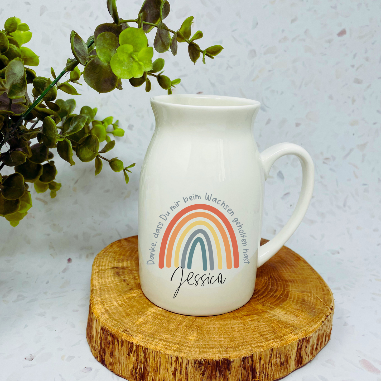 Personalisierte Vase für Lehrerin und Erzieherin - Blumenvase – Geschenk Lehrerin – Danke Lehrerin - Design Regenbogen