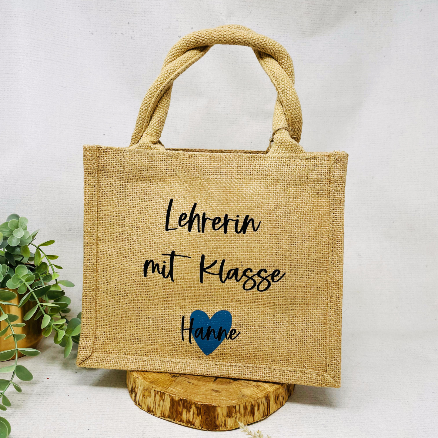 Kleine personalisierte Jutetasche - Nachhaltige Geschenkidee für Lehrerinnen mit Klasse