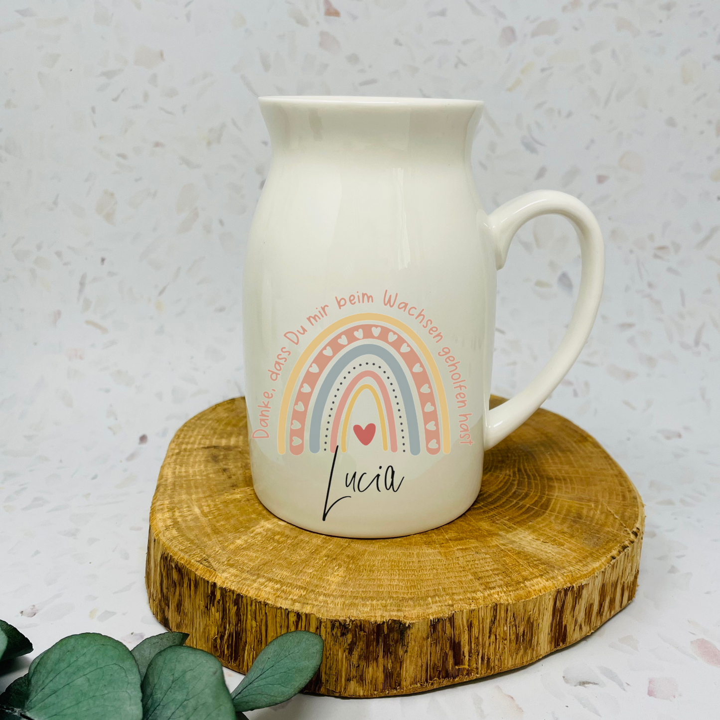 Personalisierte Vase für Lehrerin und Erzieherin - Blumenvase – Geschenk Lehrerin – Danke Lehrerin - Design Regenbogen