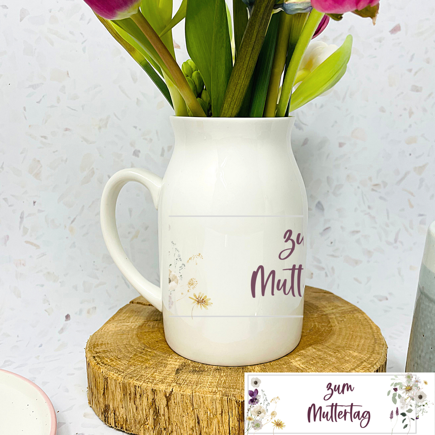 Personalisierte Vase - Blumenvase – Geschenk Muttertag – Geschenk Geburtstag – Geschenke für Frauen – Design Wildblumen