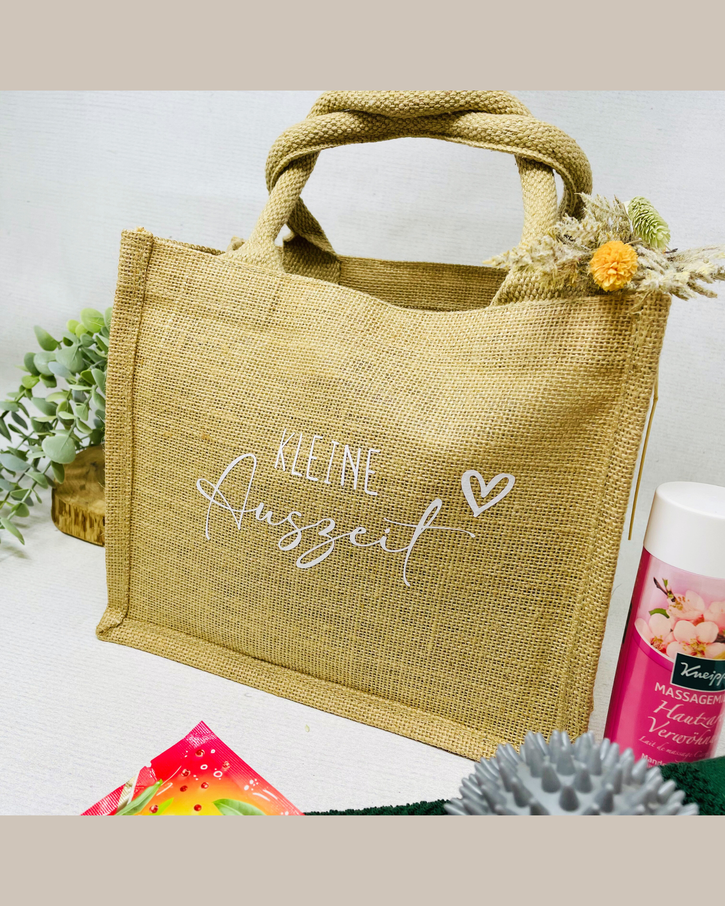 Jutetasche „Kleine Auszeit“ – perfekte Geschenkidee für Frauen, Mamas & Freundinnen