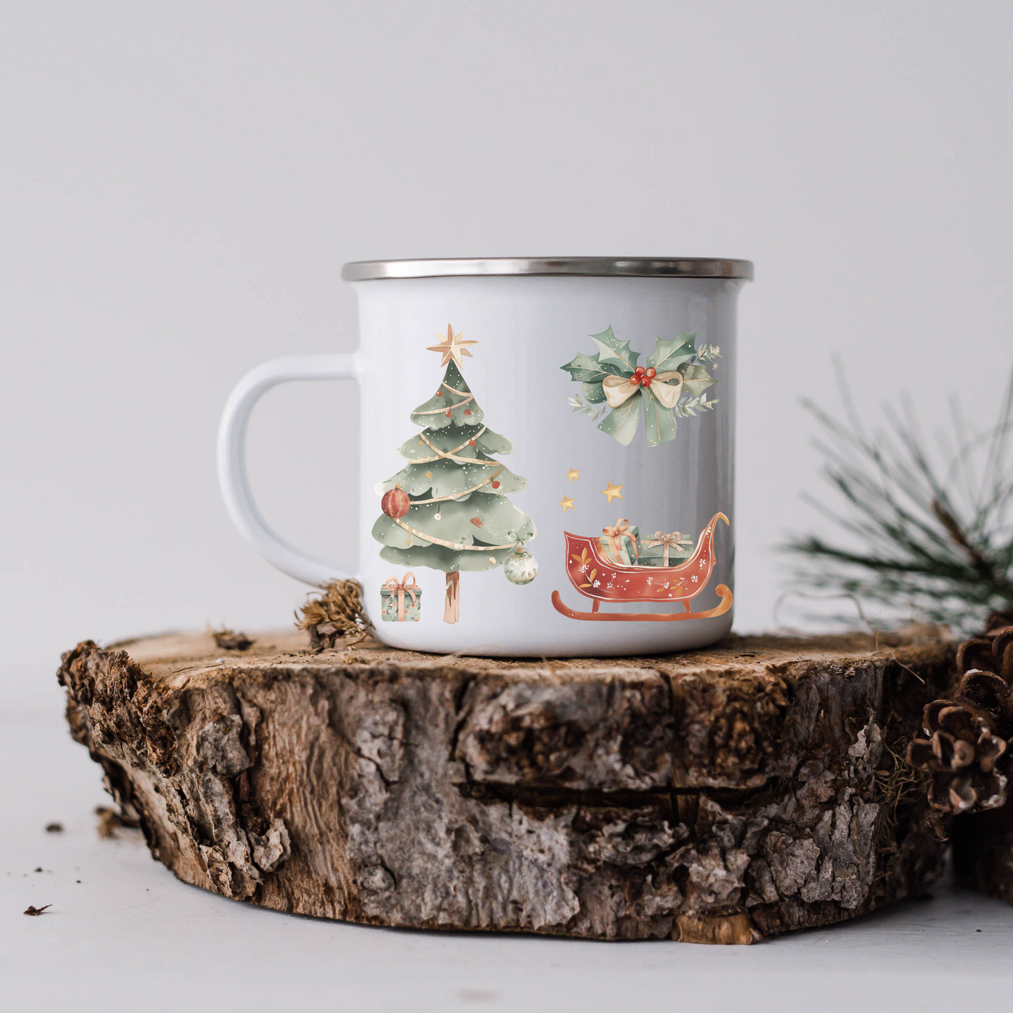 Personalisierter Emaille Becher im Nussknacker-Design – Festliche Tasse für die Weihnachtszeit