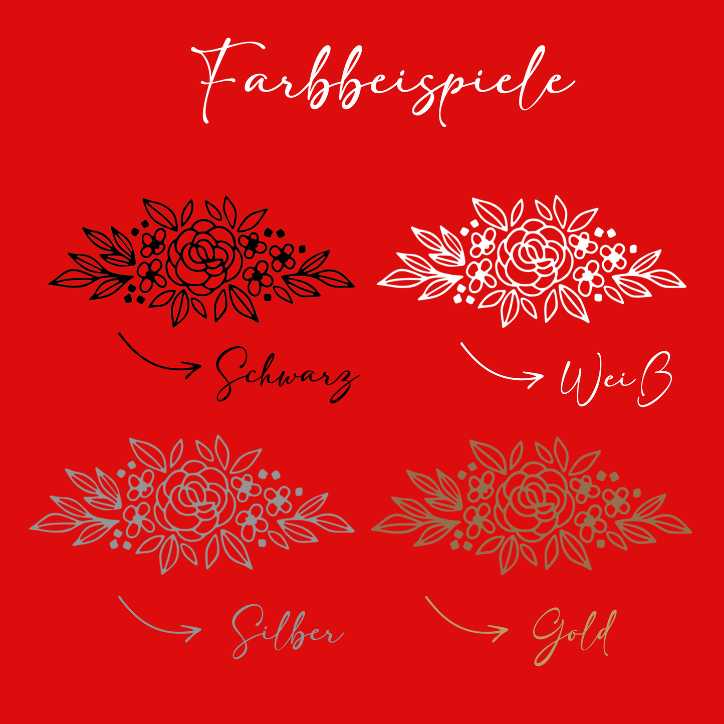 Tolles Schmucketui in rot -  personalisiert mit floralem Bouquet und Namen