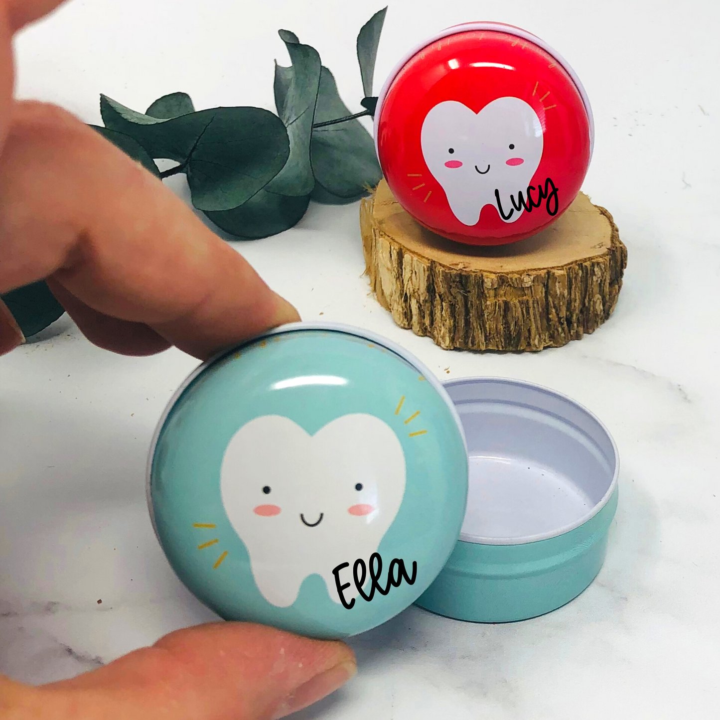 kleine Dose - Metall in mint - Aufbewahrung für Milchzähne - Zahnfee - personalisiert mit Namen - mint