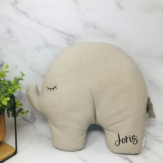 Kissen Elefant - personalisiert mit Namen - Geschenk zur Geburt - Babyparty, KiTa Kissen, Geschenk Taufe