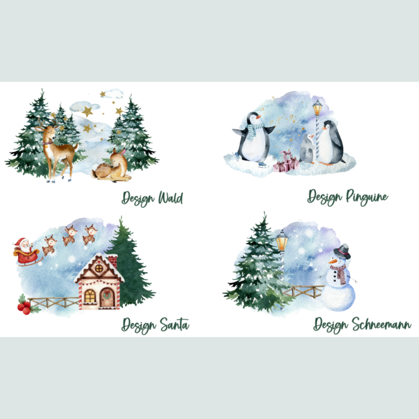 personalisierter Beutel für Weihnachten - ideal als kleine Geschenkverpackung, für Süßigkeiten oder Geld - verschiedene Designs mit Namen