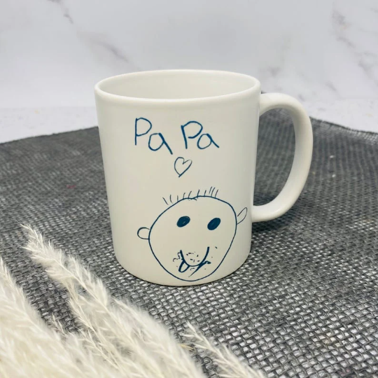 Becher Tasse personalisiert mit eigener Zeichnung oder Bild - persönliches Geschenk für Oma, Opa, Papa, Tante oder Erzieherin