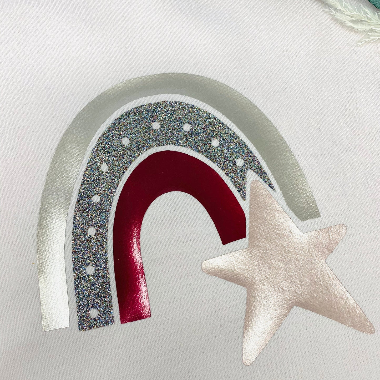 Stoffbeutel für Wechselwäsche im Regenbogen Design für Mädchen - Kindergarten Personalisiert Glitzer