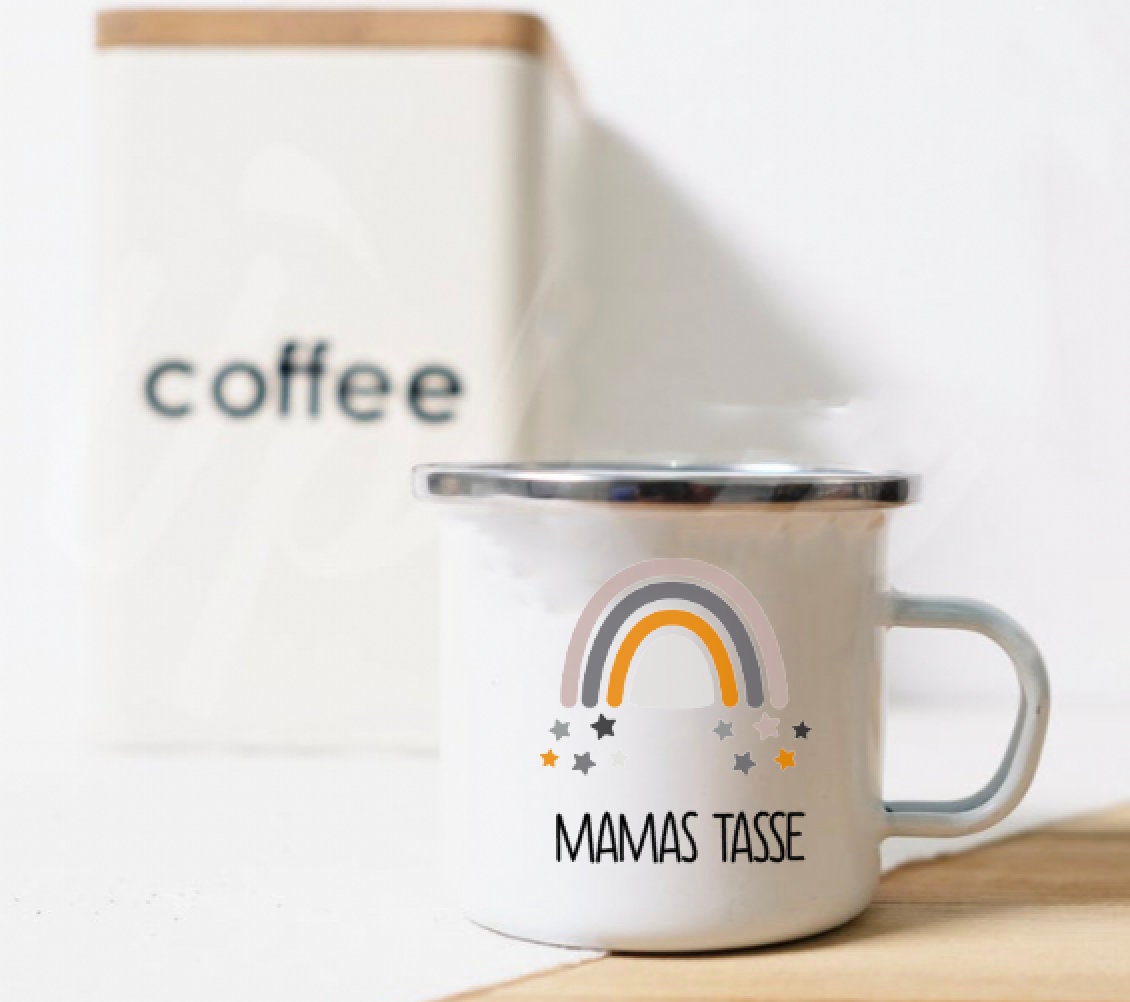 Geschenk Mama Geburt - Tasse Emailletasse Becher - personalisiert mit schönen Motiven