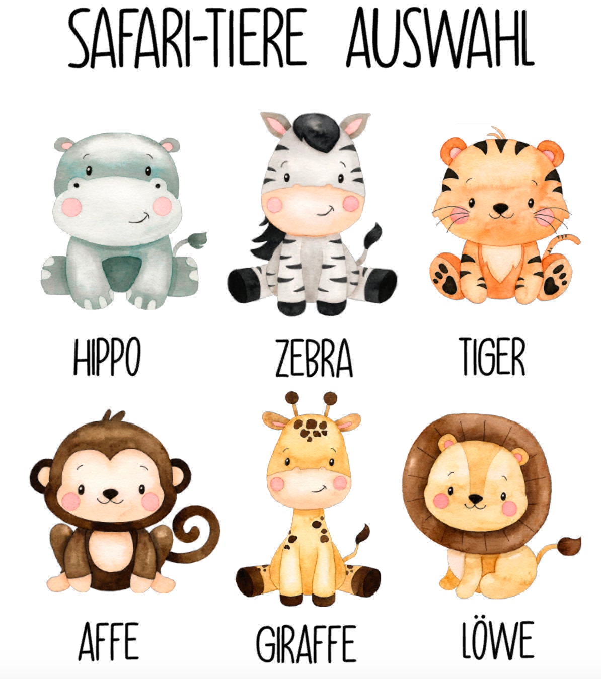 Emaille Kinderbecher mit Namen und einem süßen Safari Tier - Kindertasse personalisiert