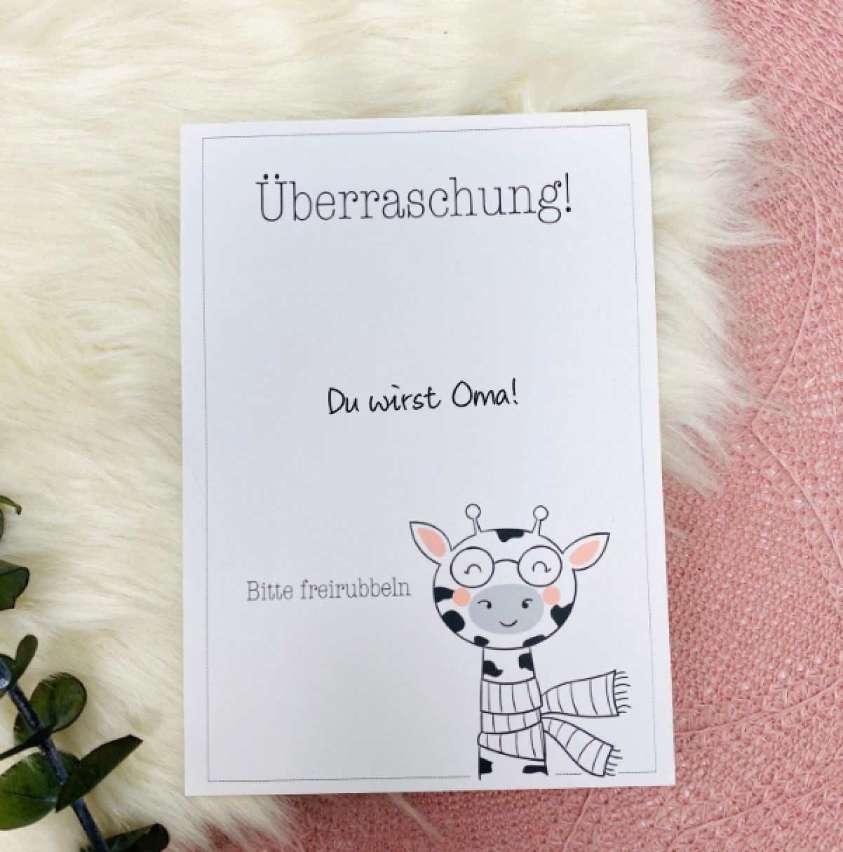 Rubbelkarte zum selbst beschriften - 3er Set - mit Umschlag und Sticker - Giraffe - Patentante Schwangerschaft Geburtstag
