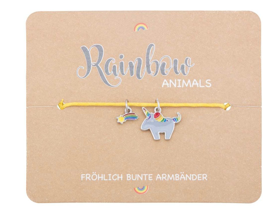 Armband Mädchen Einhorn Regenbogen - Glücksbringer Schutzengel für Kinder