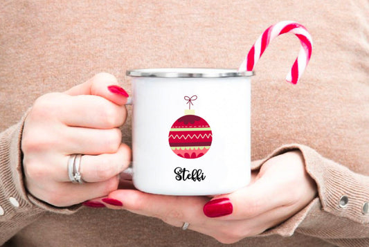 Emaillebecher mit weihnachtlichten Motiven - Geschenk für die ganze Familie - personalisiert