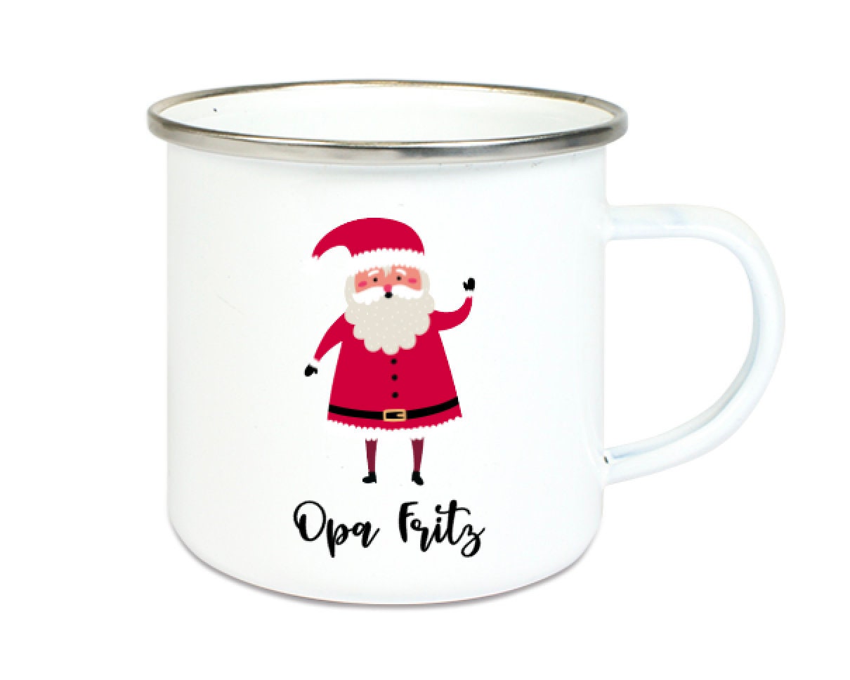 Emaille Tasse mit weihnachtlichten Motiven - Geschenk für die Familie - personalisiert - Mengenrabatt