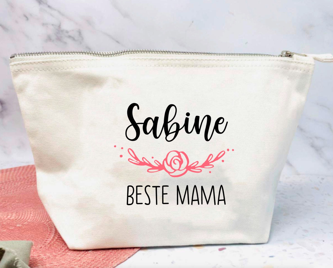 Geschenk fur die Mama - personalisierte Kosmetiktasche - schön zum Geburtstag oder Muttertag - verschiedene Designs und Farben
