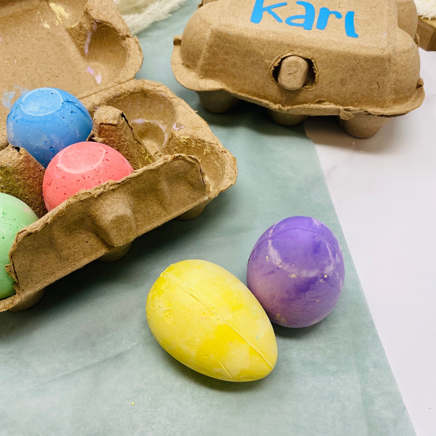 Geschenk für Kinder - Kreide Set im personalisierten Eierkarton Geburtstag