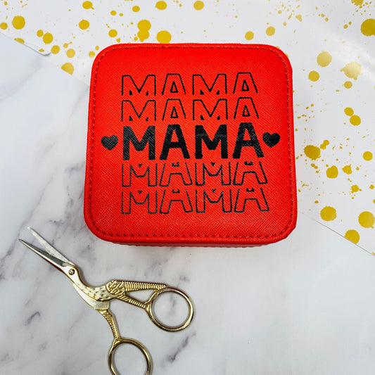 Geschenk Muttertag Mama - Schmucketui rot -  ideal für die Reise Nachttisch