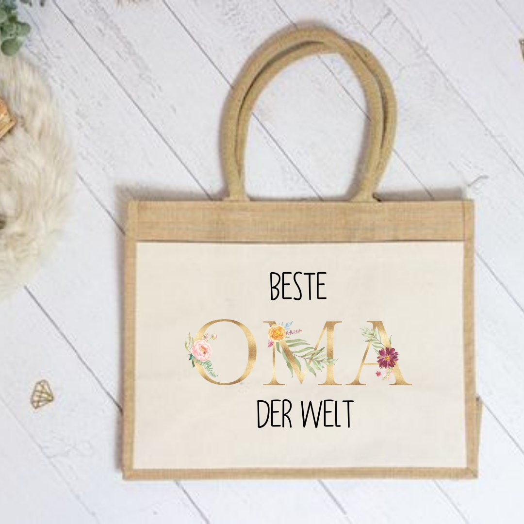 Mini Shopper "Beste Oma der Welt"  kleine Einkaufstasche aus Canvas und Jute