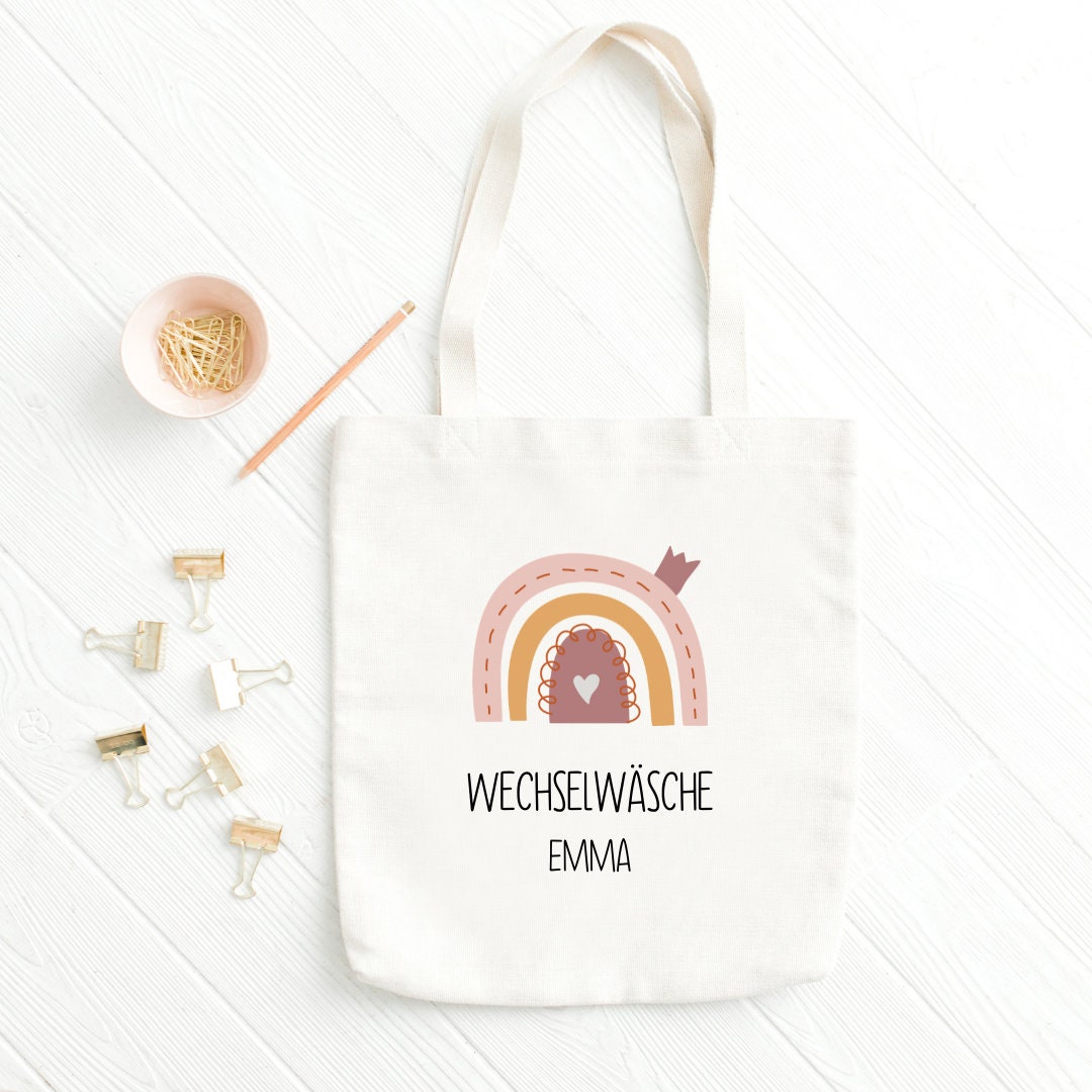 Wechselwäsche Beutel Kind - personalisiert - Einhorn Regenbogen Floral Designs!