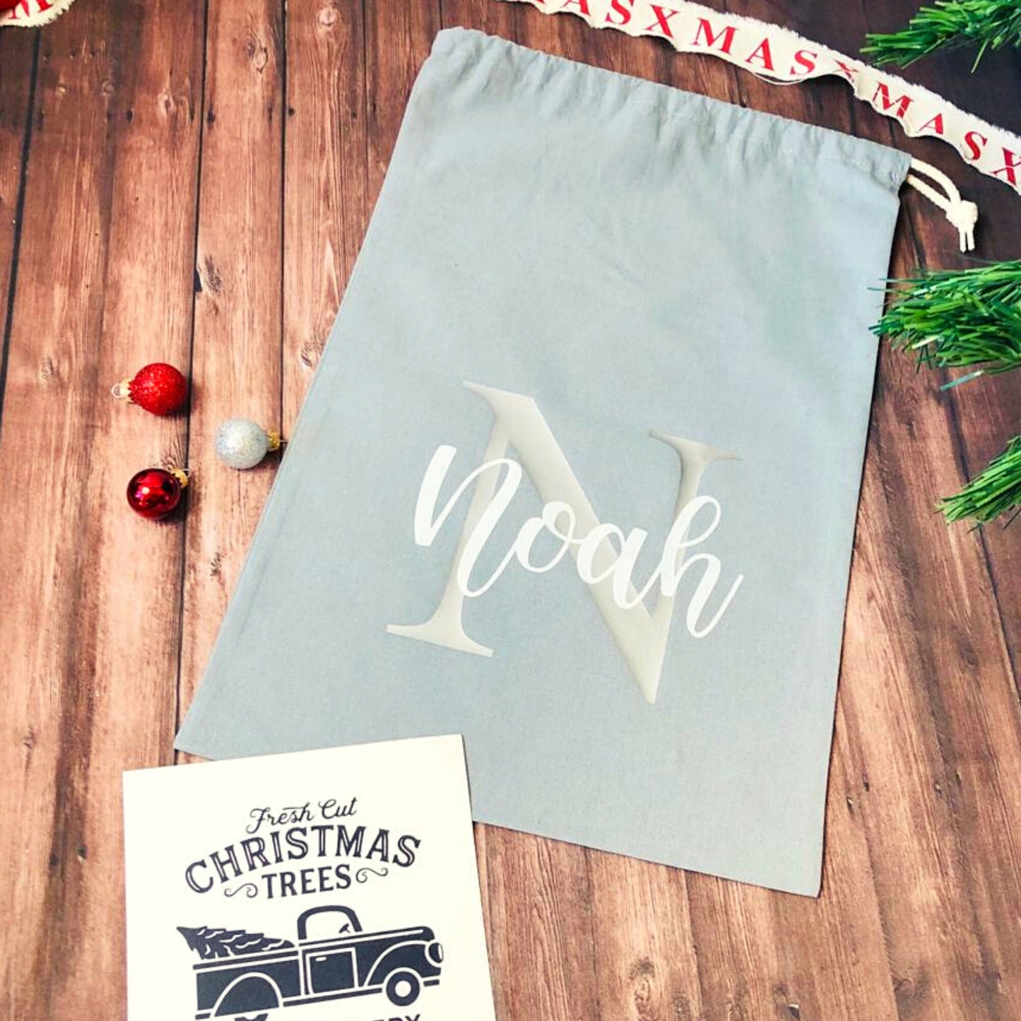 Nikolaussack Weihnachtsmann Sack Geschenkbeutel Weihnachten personalisiert mit Namen und Initial