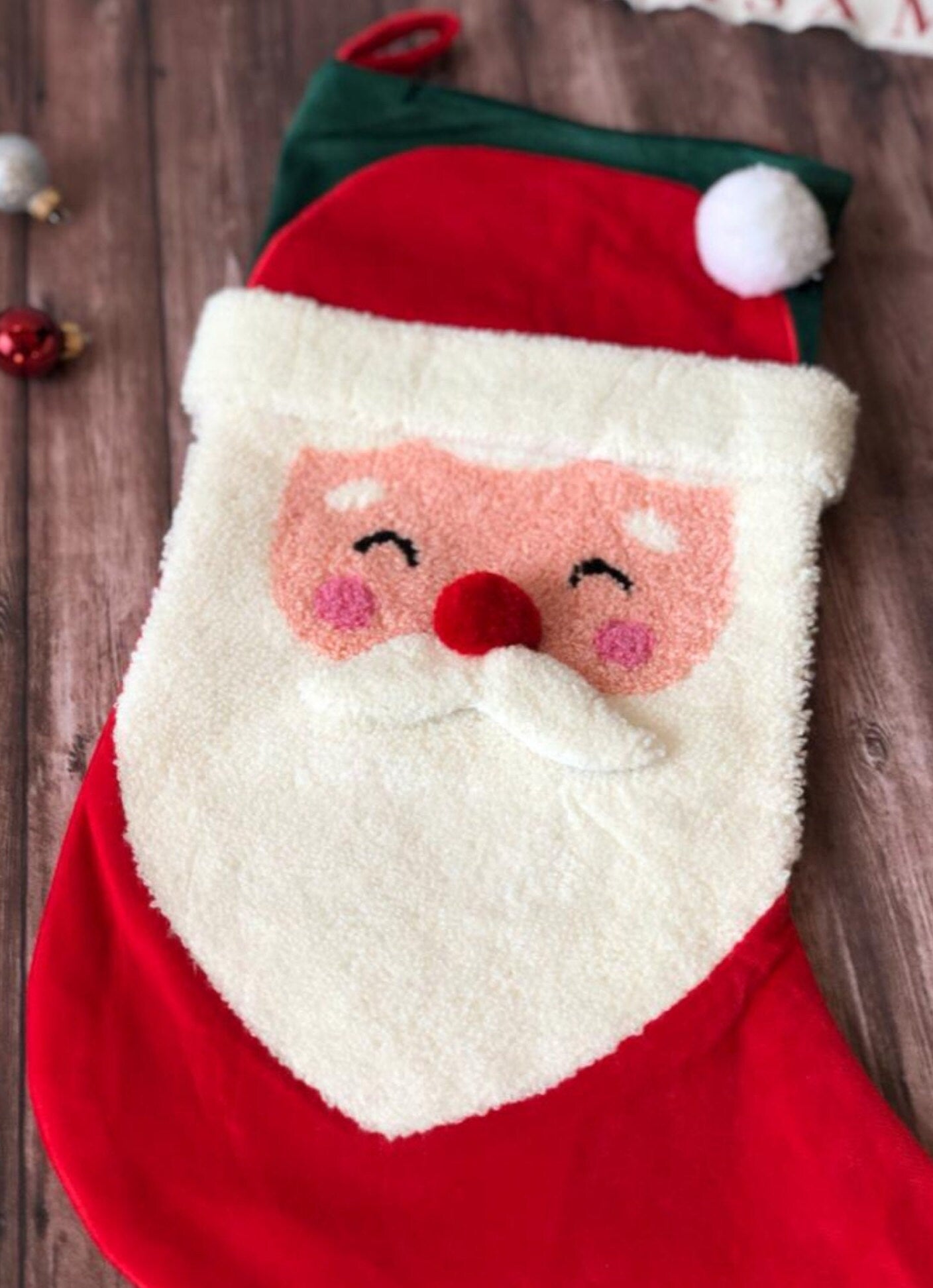 Nikolausstrumpf Nikolausstiefel Socke Plüsch groß  für Kinder und Erwachsene - zum Hängen - personalisiert mit Namen - Design Santa