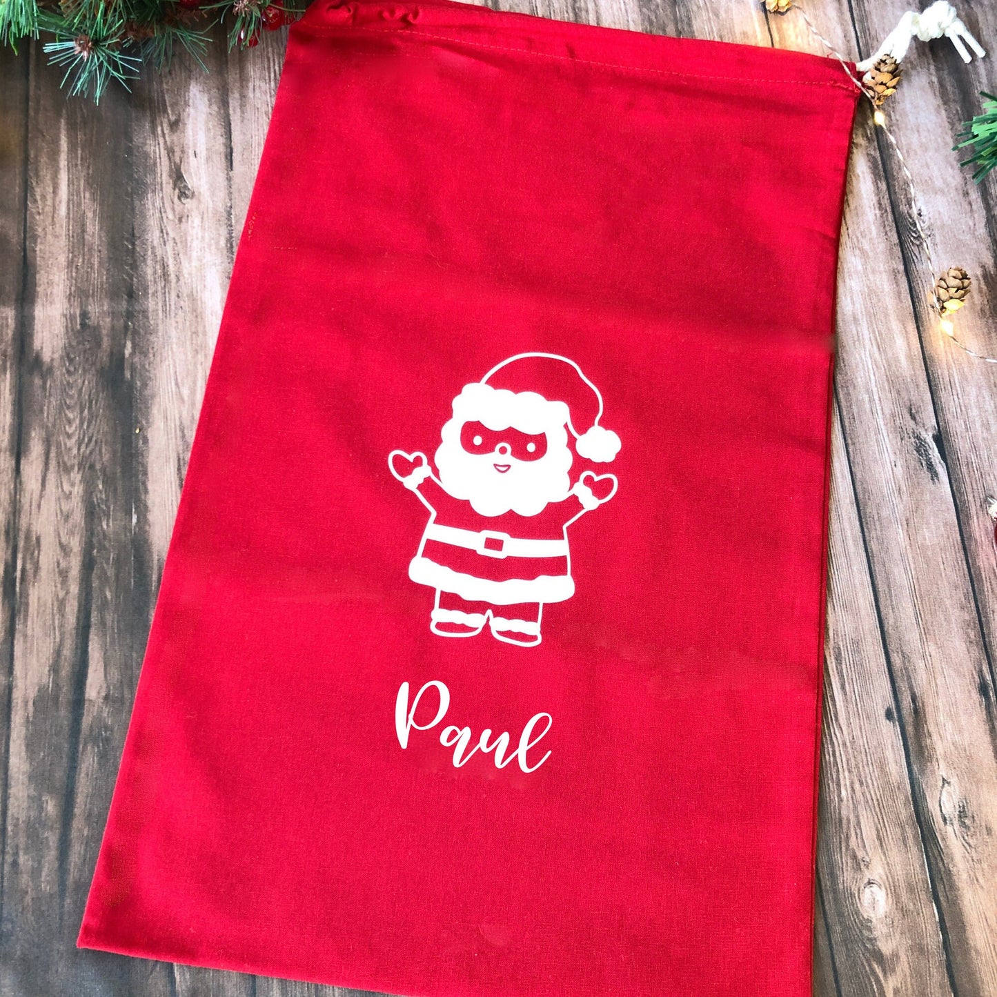 Nikolausstiefel Baumwollbeutel rot Weihnachten personalisiert - nachhaltige Geschenkverpackung