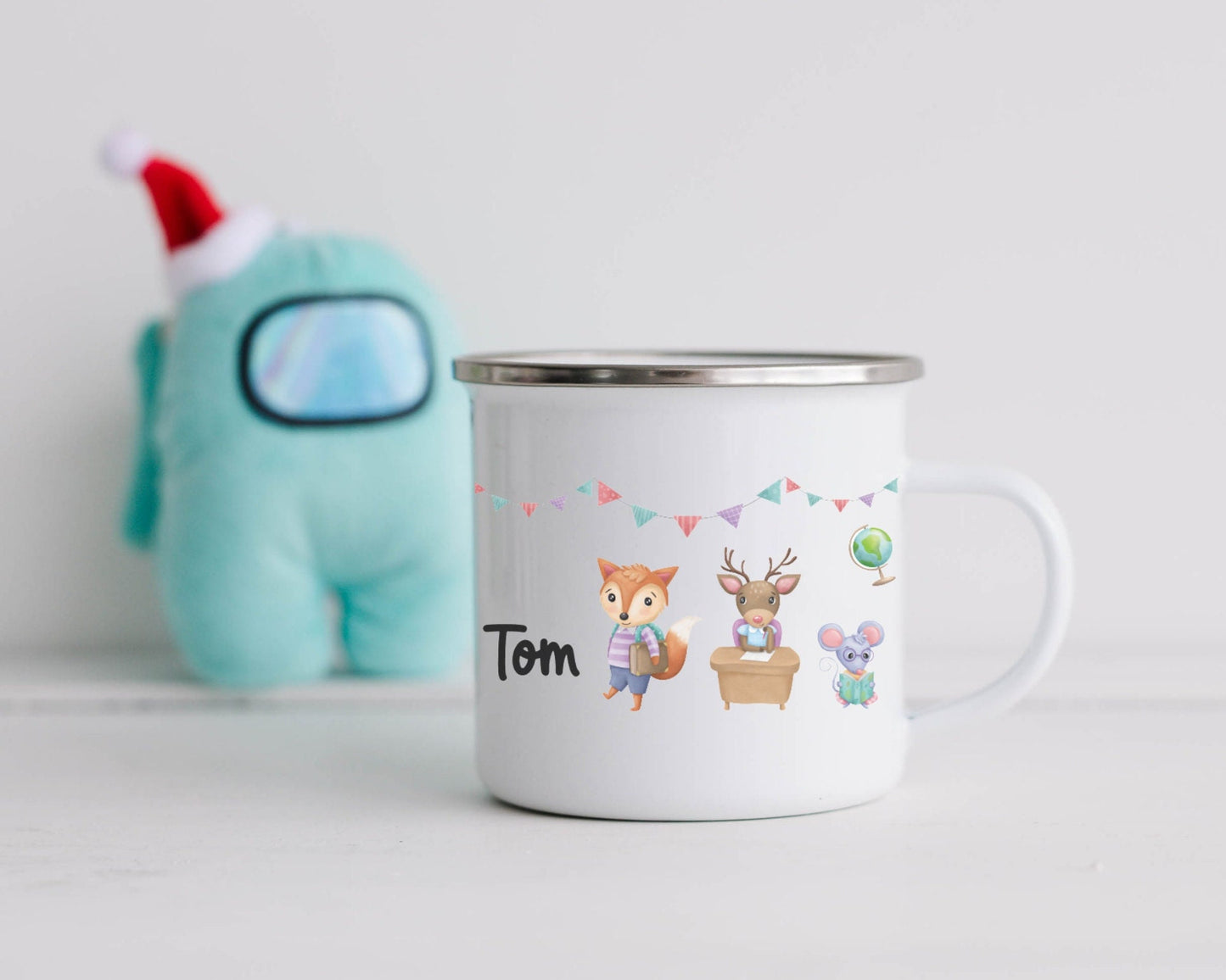 Kinderbecher mit Namen - Tasse Emailletasse Kindertasse Becher personalisiert - Design Forest School