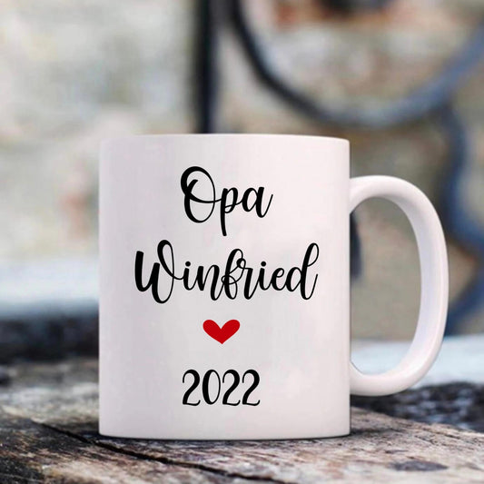 Tasse Opa 2022 personalisiert - Schwangerschaftsverkündung Geschenk Vater auch mit Namen