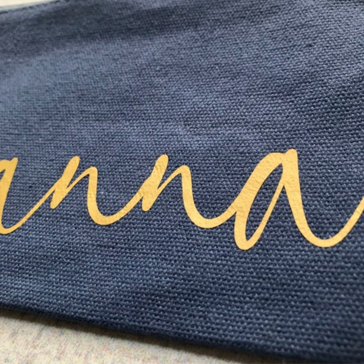 Geschenk Lehrerin Erzieherin Tagesmutter Schwesterherz- Mäppchen personalisiert mit Namen jeansblau gold in 2 Größen
