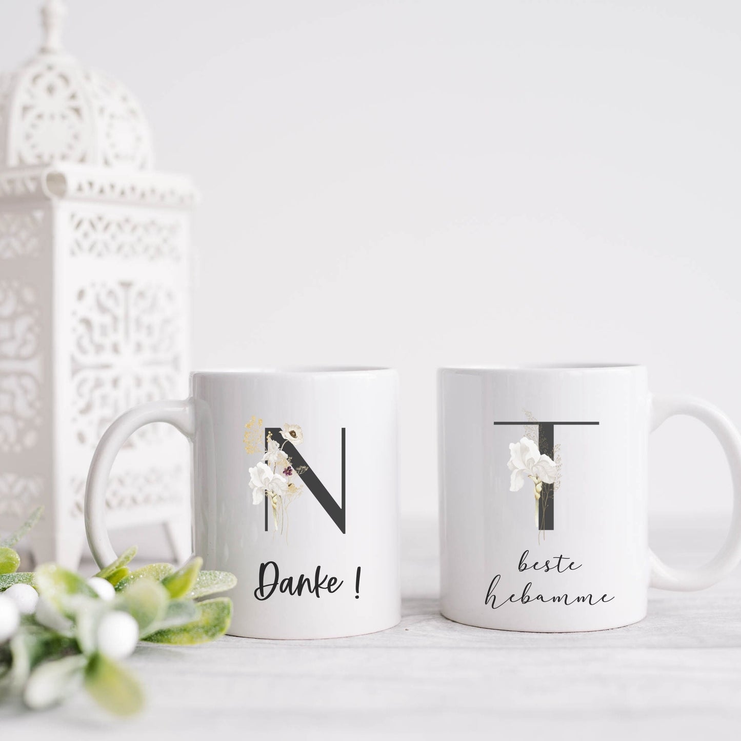 Geschenk Hebamme, Kaffeebecher Wildblumen - beidseitig bedruckt - personalisiert - Dankeschön, Geburtstag Geburt beste Hebamme Wild Flowers